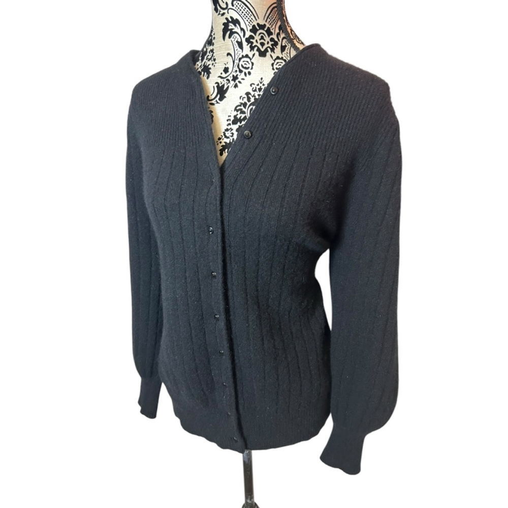 Rino Rossi Soft Vintage Lambswool Angora Rabbit hair Black Cardigan size Medium